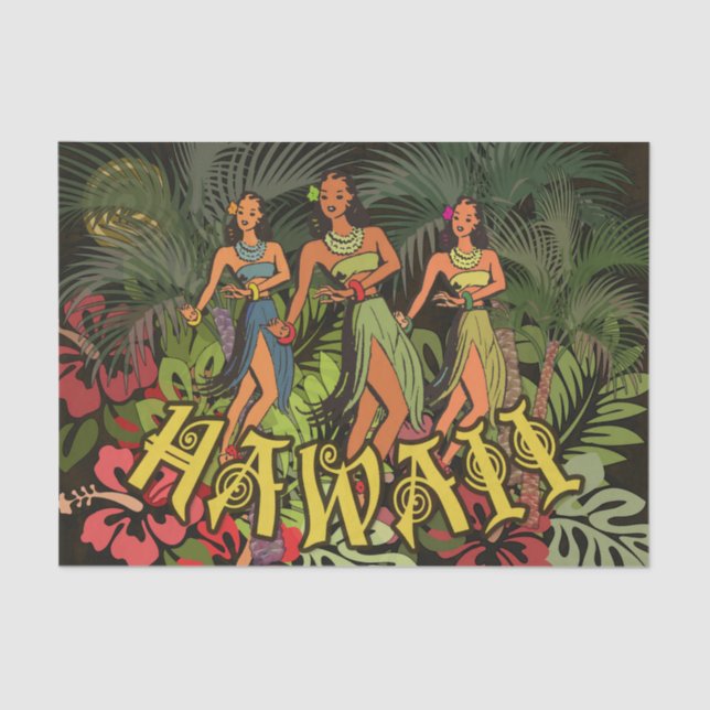 Hawaii Aloha Palm Hula Art Design Tissue Paper (Front)