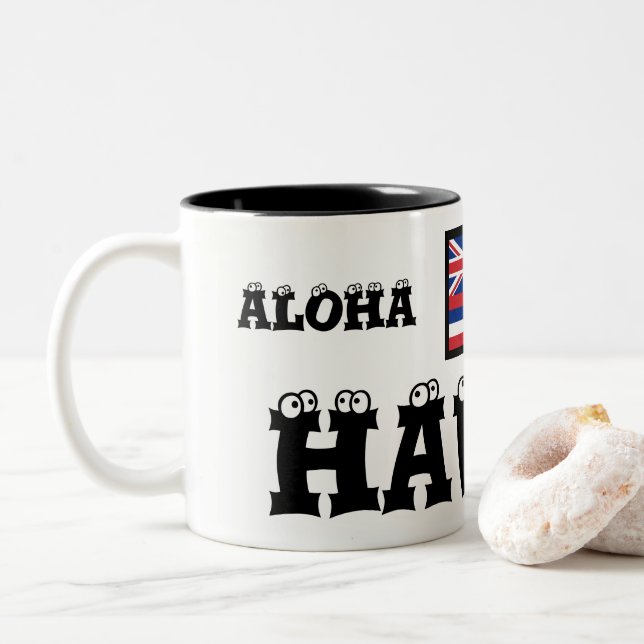Hawaii Aloha Paradise Two Tone Mug by Janz (With Donut)