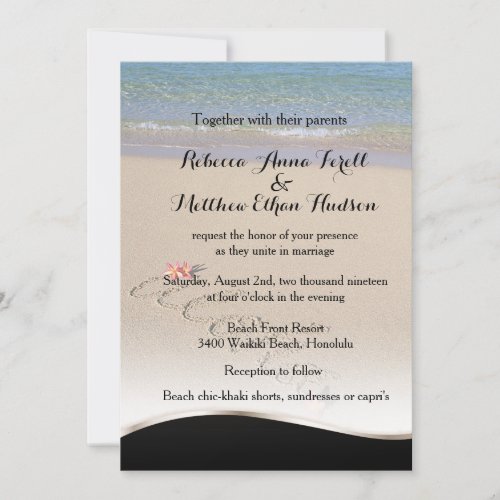 Hawaii Aloha Plumeria Flower Beach Wedding Invites