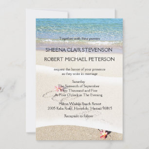 Hawaii Aloha Plumeria Flower Beach Wedding Invites