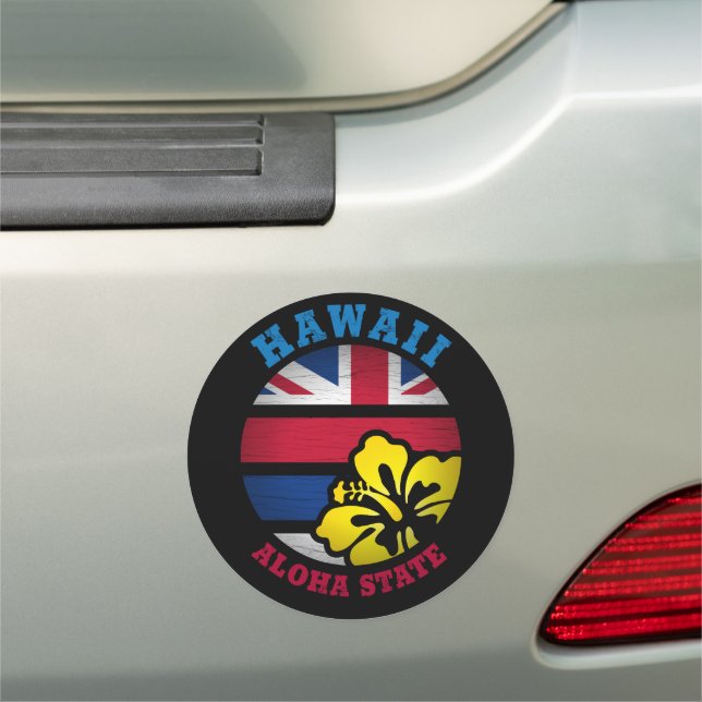 HAWAII ALOHA STATE FLAG CAR MAGNET (In Situ)