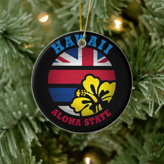 HAWAII ALOHA STATE FLAG CERAMIC ORNAMENT (Tree)