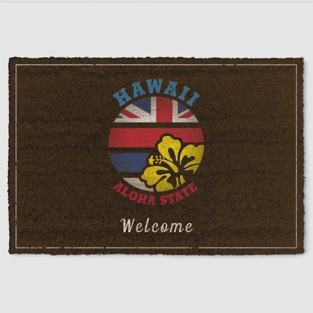 HAWAII ALOHA STATE FLAG FIBER DOORMAT (Front)