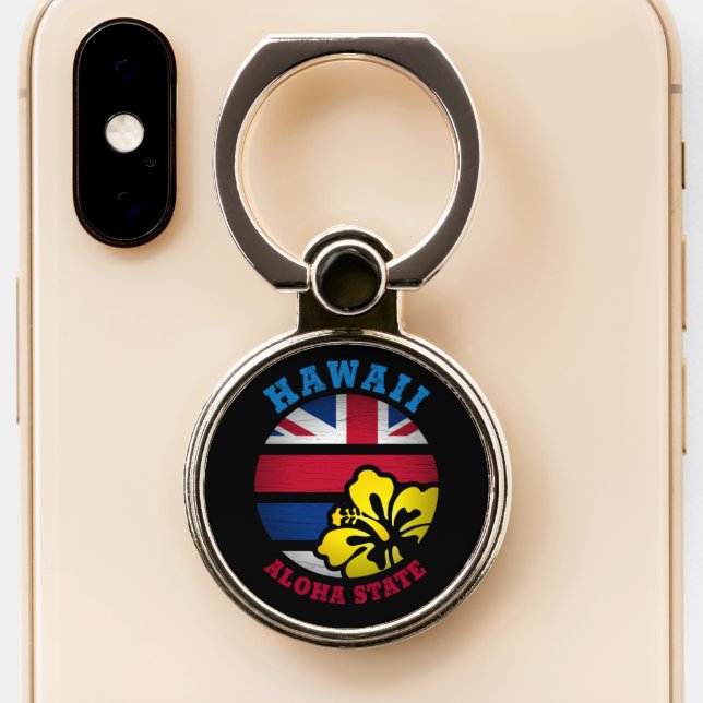 HAWAII ALOHA STATE FLAG PHONE RING STAND (Close Up)
