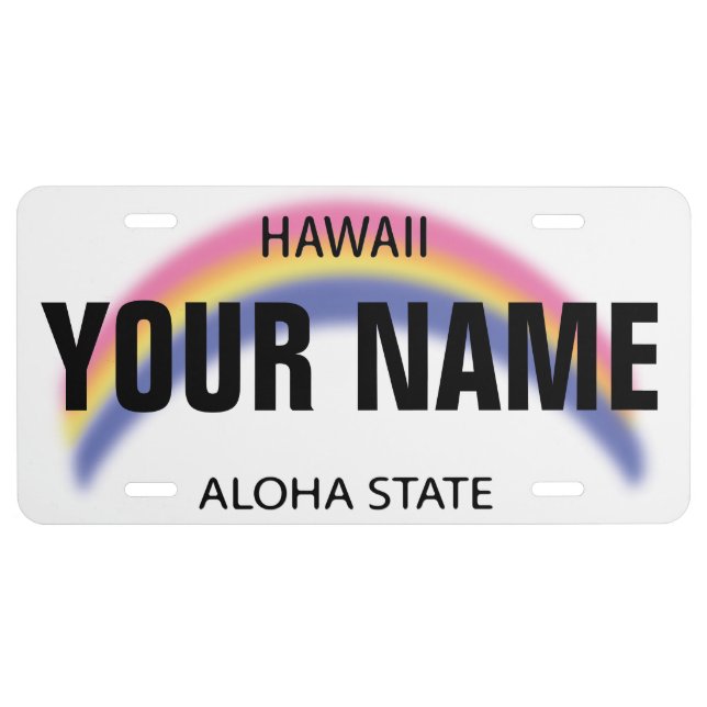 Hawaii, aloha state license plate customizable (Front)