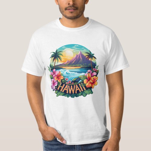 Hawaii Aloha Tropical Beach Mountains  T_Shirt