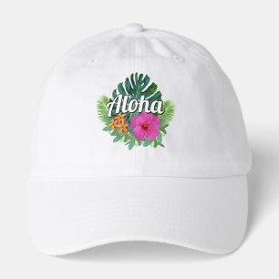 Hawaii Aloha Tropical Floral Hibiscus Monstera Hat