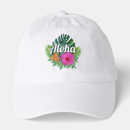 Hawaii Aloha Tropical Floral Hibiscus Monstera Hat