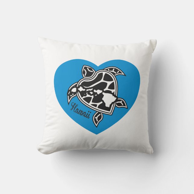 Hawaii Aloha Turtle Throw Pillow (Front)