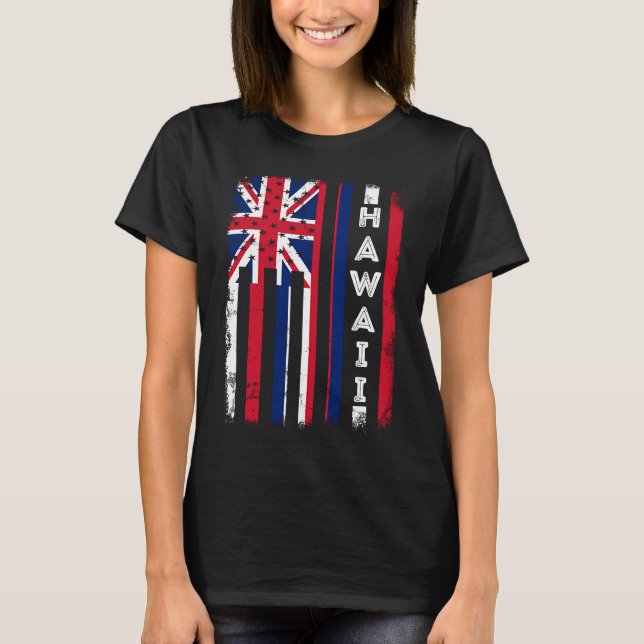 Hawaii American Flag Home State of Hawaii Flag T-Shirt (Front)