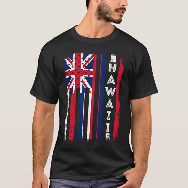 Hawaii American Flag Home State of Hawaii Flag T-Shirt (Front)
