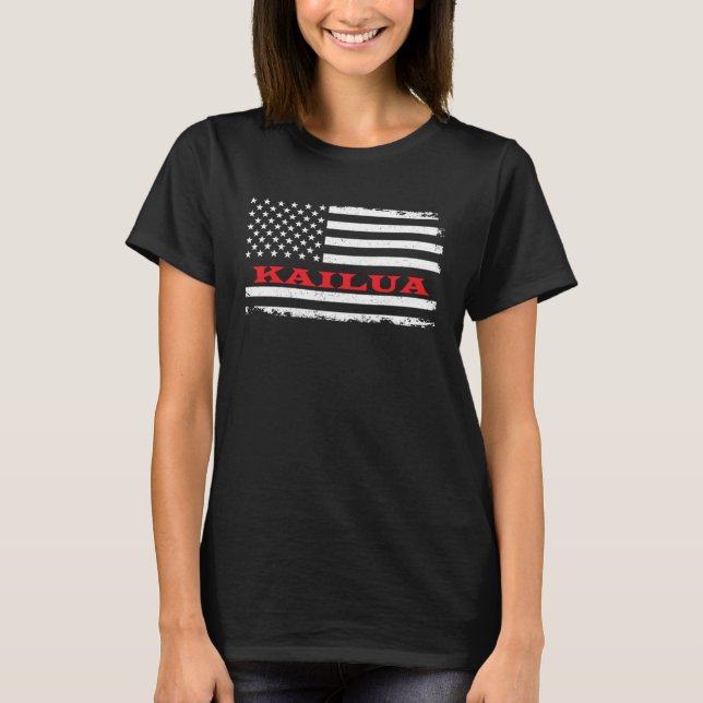 Hawaii American Flag Kailua USA Patriotic Souvenir T-Shirt (Front)