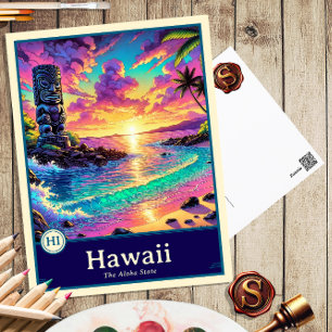 Hawaii Anime Style Cel Shaded Postcard