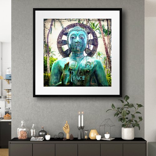 Hawaii Antique Turquoise Blue Buddha Photo Peace  Poster