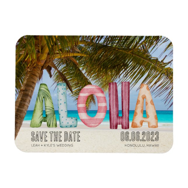 Hawaii Beach Aloha Wedding Save the Date Magnet (Horizontal)