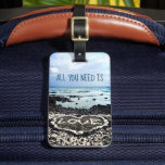 Hawaii Beach Coral Heart Photo Need Love Quote Luggage Tag<br><div class="desc">“All you need is love”. Relax and enjoy the beauty of this pristine Big Island black sand beach whenever you use this photo luggage tag picturing a “love” heart discovered on the Hawaiian coastline. I feel lucky to have spotted this heart made of coral rocks, while walking this beach in...</div>