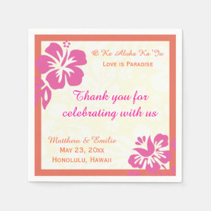 Hawaii Beach Flowers Personalized Wedding Napkins