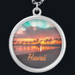 Hawaii Beach Hawaiian Islands Silver Plated Necklace<br><div class="desc">Hawaii 
This is a beautiful picture of the Hawaiian islands a perfect beach sunset.  If you are going on vacation or have been on vacation and need a memory this is perfect.  Or a great way to surprise someone that you bought some tickets</div>