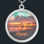 Hawaii Beach Hawaiian Islands Silver Plated Necklace<br><div class="desc">Hawaii 
This is a beautiful picture of the Hawaiian islands a perfect beach sunset.  If you are going on vacation or have been on vacation and need a memory this is perfect.  Or a great way to surprise someone that you bought some tickets</div>