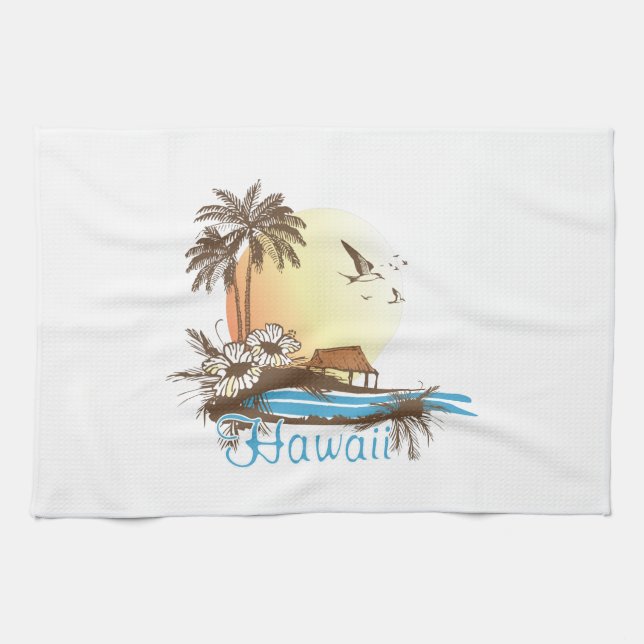 Hawaii Beach Hut Kitchen Towel (Horizontal)