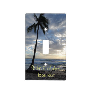 Hawaii Beach Palm Tree Beach House Personalized Light Switch Cover