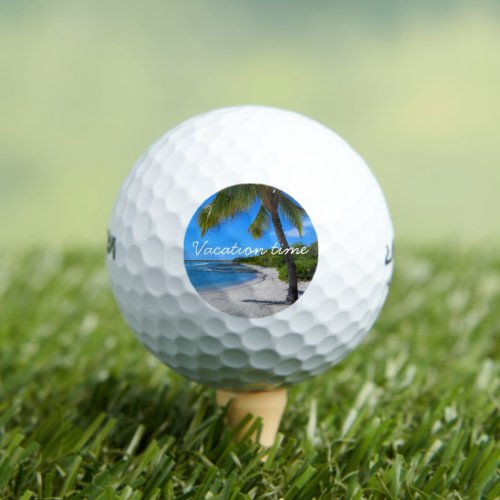 Hawaii Beach Palm Tree Photo Vacation Time Quote Golf Balls