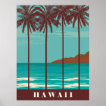 Hawaii Beach Palm Trees travel Poster<br><div class="desc">Hawaii beach scene with sea and palm trees travel poster</div>