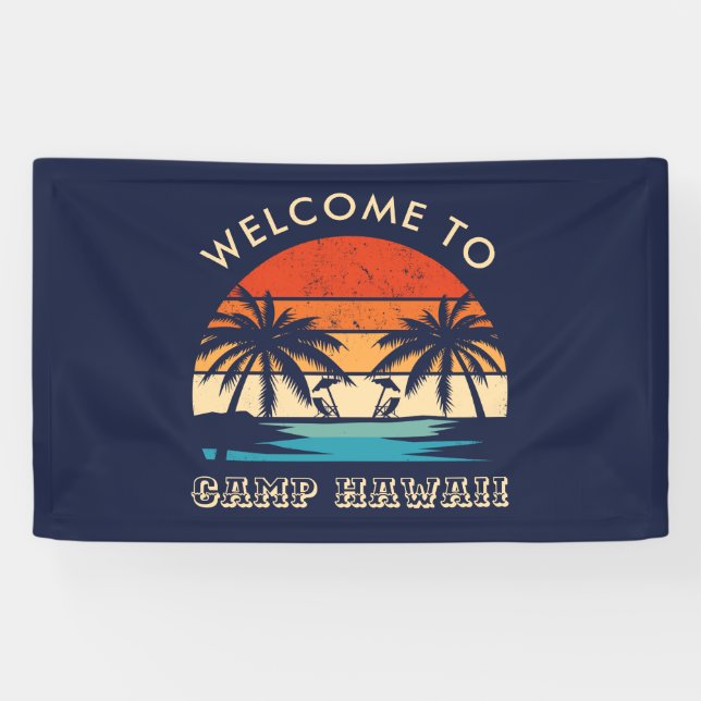 Hawaii Beach Party Retro sunset Banner (Horizontal)