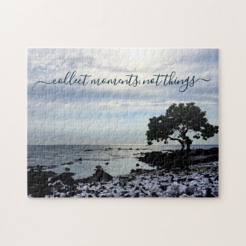 Hawaii Beach Tree Silhouette Collect Moments Quote Jigsaw Puzzle