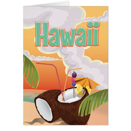Hawaii beach vacation poster cards (Front)