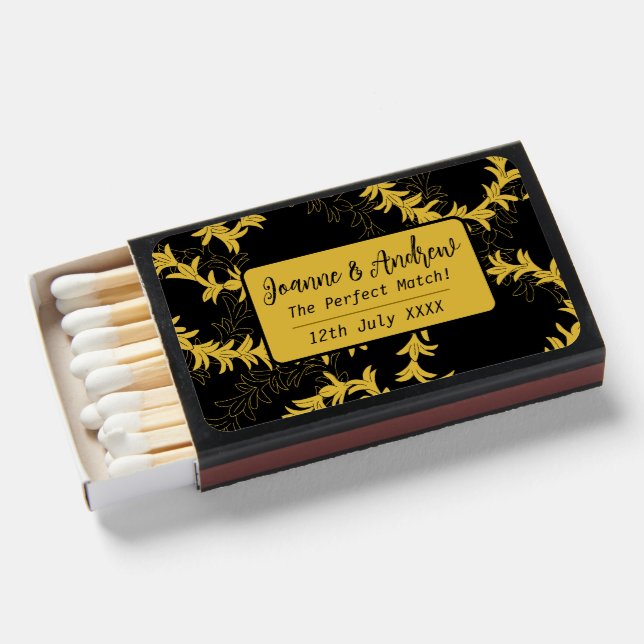 Hawaii Beach Wedding Favor Black Matchboxes (Front Open)