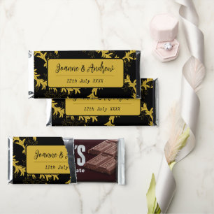 Hawaii Beach Wedding Gold and Black Hershey Bar Favors