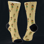 Hawaii Beach Wedding Hula Dancers Socks<br><div class="desc">Biscuit beige socks patterned with vintage Hawaiian hula dancing girls</div>