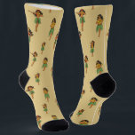 Hawaii Beach Wedding Hula Dancers Socks<br><div class="desc">Biscuit beige socks patterned with vintage Hawaiian hula dancing girls</div>
