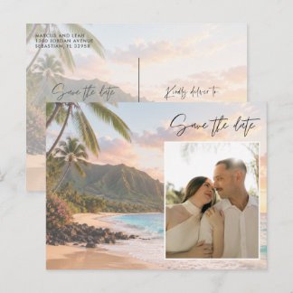 Hawaii Beach Wedding Photo Save the Date Postcard