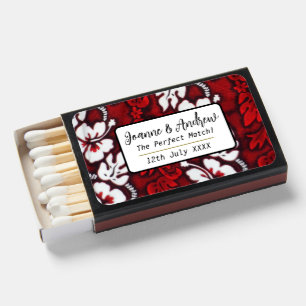 Hawaii Beach Wedding Red Hibiscus Matchboxes