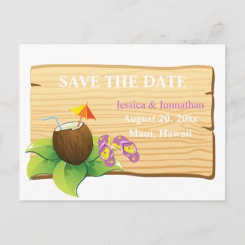 Hawaii Beach Wedding Save The Date Postcard by RossiCards at Zazzle