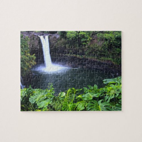 Hawaii Big Island Hilo Rainbow Falls Lush Jigsaw Puzzle