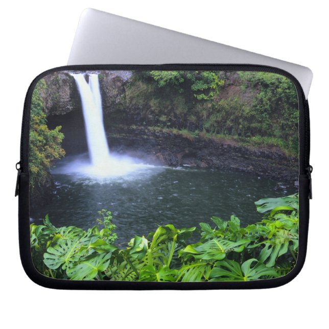 Hawaii, Big Island, Hilo, Rainbow Falls, Lush Laptop Sleeve (Front)
