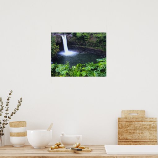 Hawaii, Big Island, Hilo, Rainbow Falls, Lush Poster | Zazzle