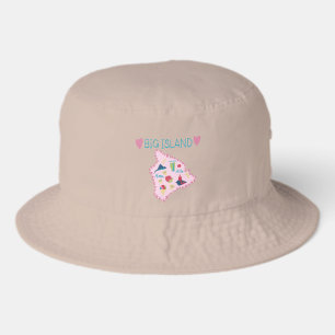 Hawaii Big Island Map Cute Pastel Illustration Bucket Hat