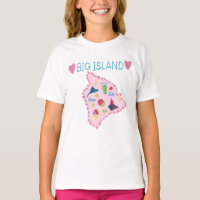 Hawaii Big Island Map Cute Pastel Illustration