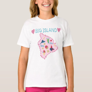 Hawaii Big Island Map Cute Pastel Illustration  T-Shirt
