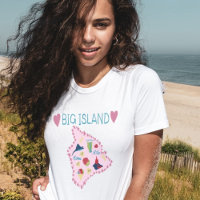 Hawaii Big Island Map Cute Pastel Illustration