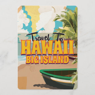 Hawaii Big Island Wedding Vintage Travel poster Invitation