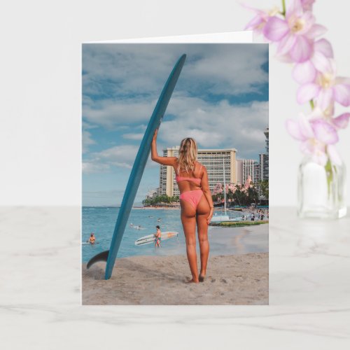 Hawaii Bikini pin up girl photo Greeting Card