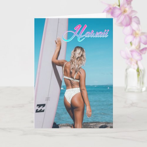 Hawaii Bikini pin up girl photo Greeting Card