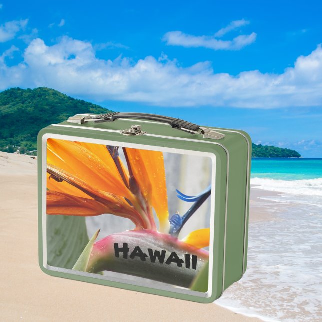 Hawaii Bird of Paradise Plant Flower Metal Lunch Box (In Situ Beach)