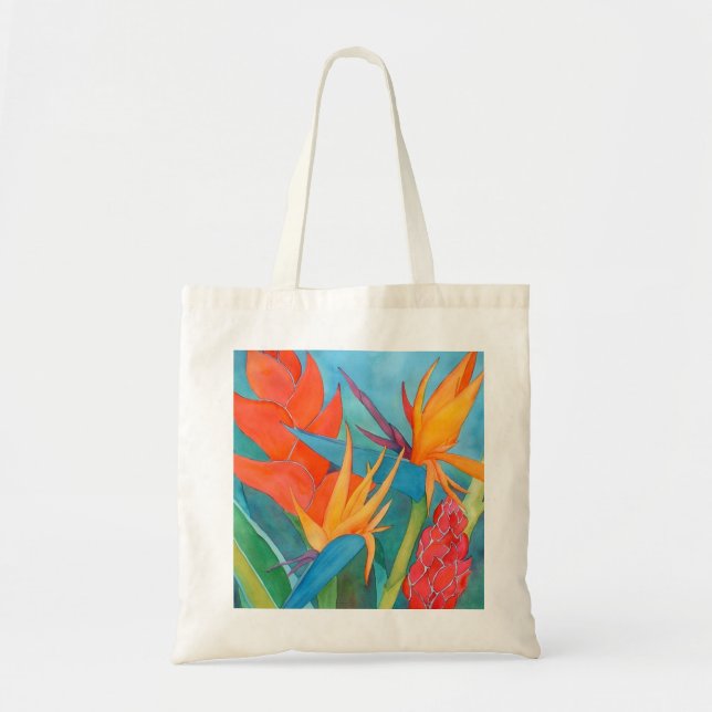 Hawaii Bird of Paradise Shopping Tote Bag (Front)