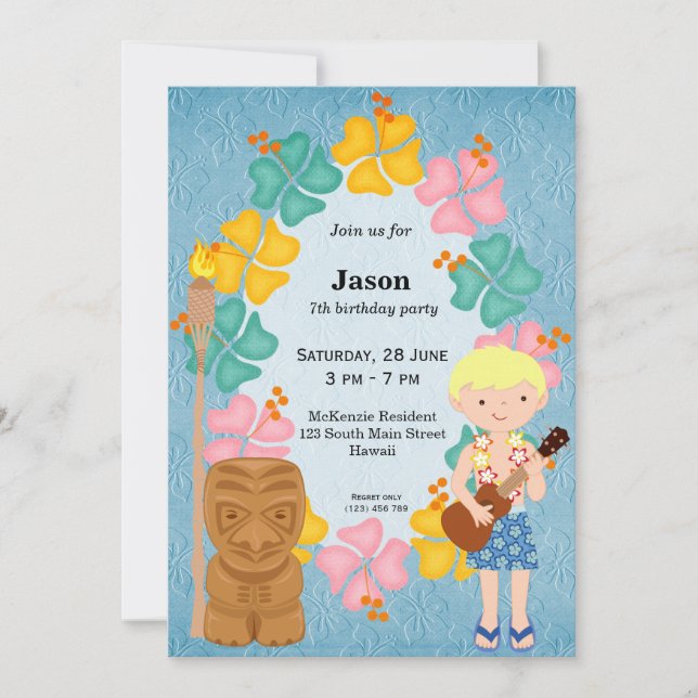 Hawaii birthday boy invitation (Front)